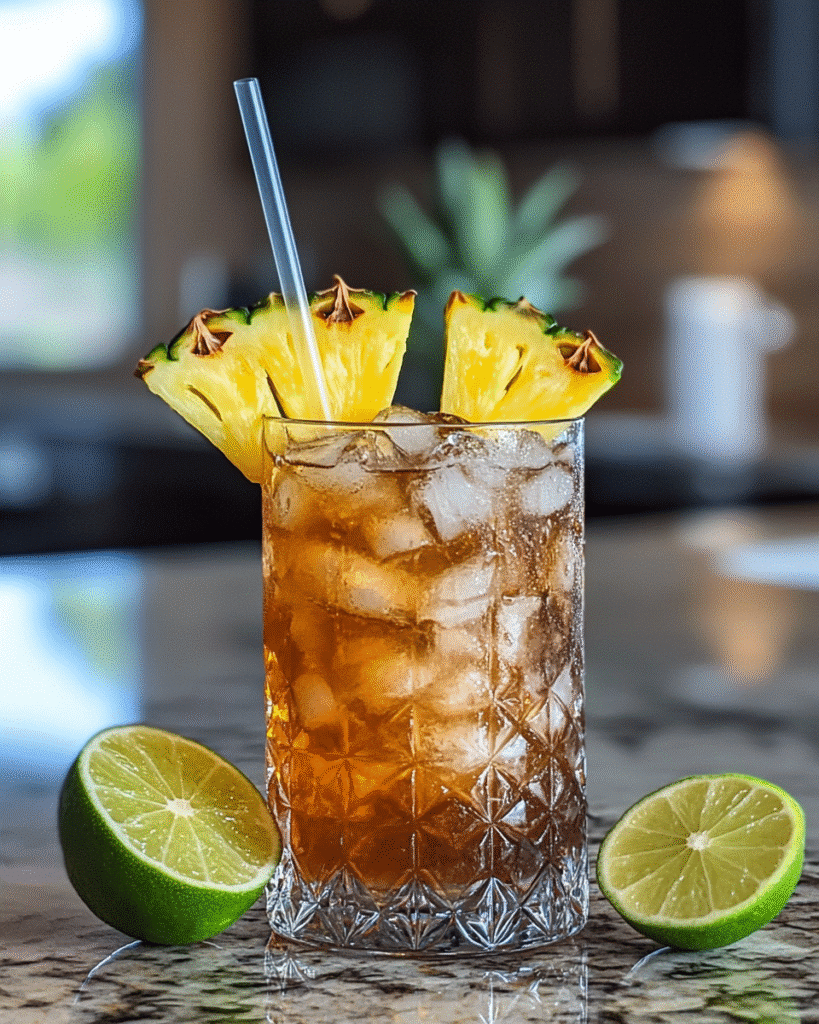 Brazilian apple cider vinegar drink with tropical ingredients